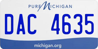 MI license plate DAC4635