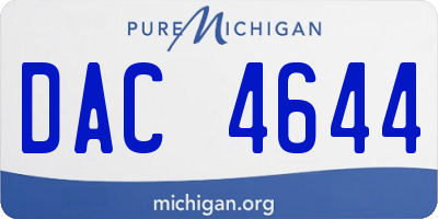 MI license plate DAC4644