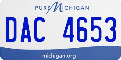 MI license plate DAC4653