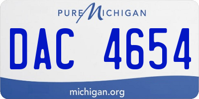 MI license plate DAC4654