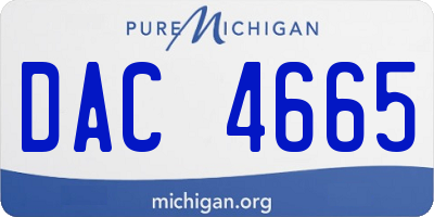 MI license plate DAC4665