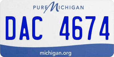 MI license plate DAC4674