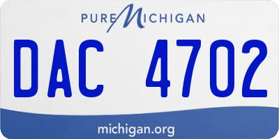 MI license plate DAC4702