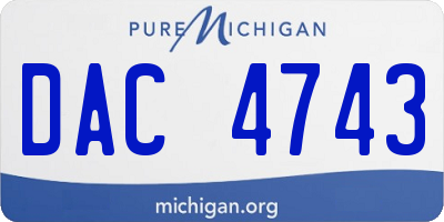 MI license plate DAC4743