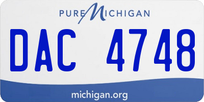 MI license plate DAC4748