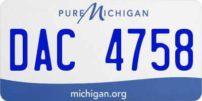 MI license plate DAC4758