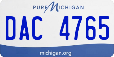 MI license plate DAC4765