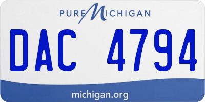 MI license plate DAC4794