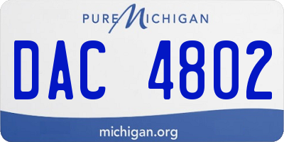 MI license plate DAC4802