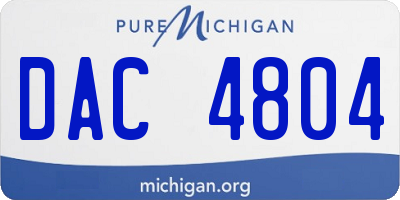 MI license plate DAC4804