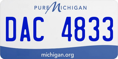 MI license plate DAC4833