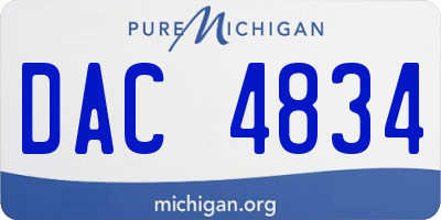 MI license plate DAC4834