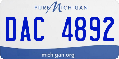 MI license plate DAC4892