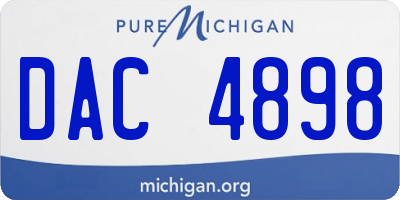 MI license plate DAC4898