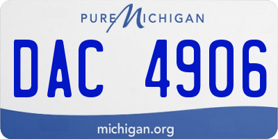 MI license plate DAC4906