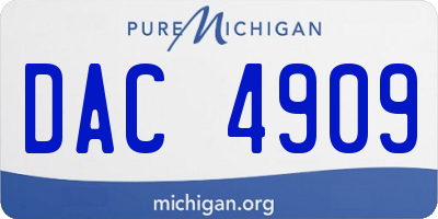 MI license plate DAC4909