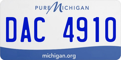 MI license plate DAC4910