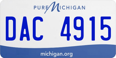 MI license plate DAC4915