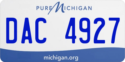 MI license plate DAC4927