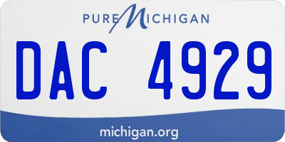 MI license plate DAC4929