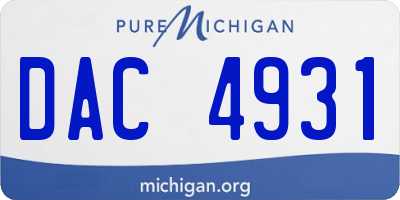 MI license plate DAC4931