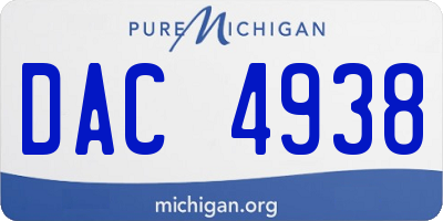 MI license plate DAC4938