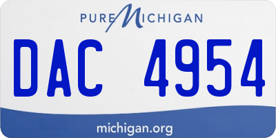 MI license plate DAC4954