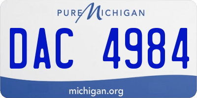 MI license plate DAC4984