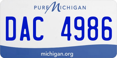 MI license plate DAC4986