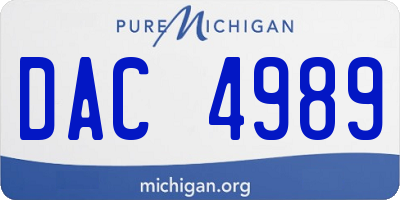 MI license plate DAC4989