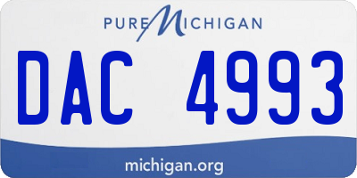 MI license plate DAC4993