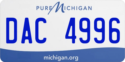 MI license plate DAC4996