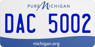 MI license plate DAC5002