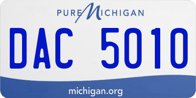 MI license plate DAC5010