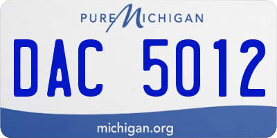 MI license plate DAC5012