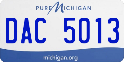 MI license plate DAC5013