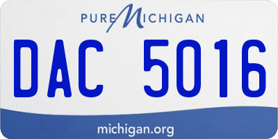 MI license plate DAC5016