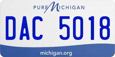 MI license plate DAC5018