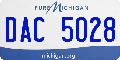 MI license plate DAC5028