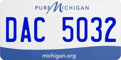 MI license plate DAC5032