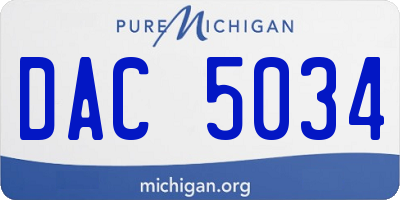 MI license plate DAC5034