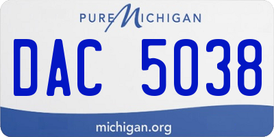 MI license plate DAC5038