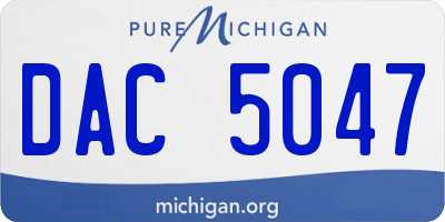 MI license plate DAC5047