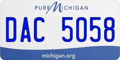 MI license plate DAC5058