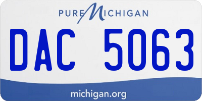 MI license plate DAC5063
