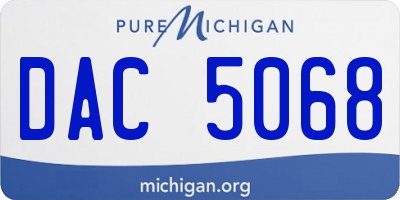 MI license plate DAC5068