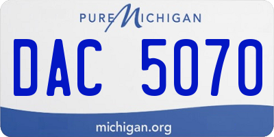 MI license plate DAC5070