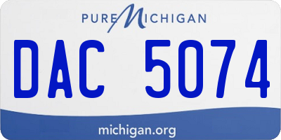 MI license plate DAC5074