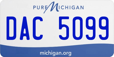 MI license plate DAC5099