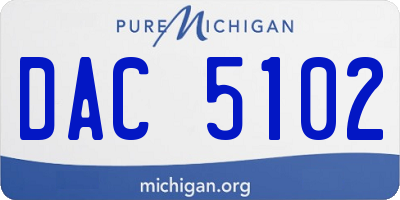 MI license plate DAC5102